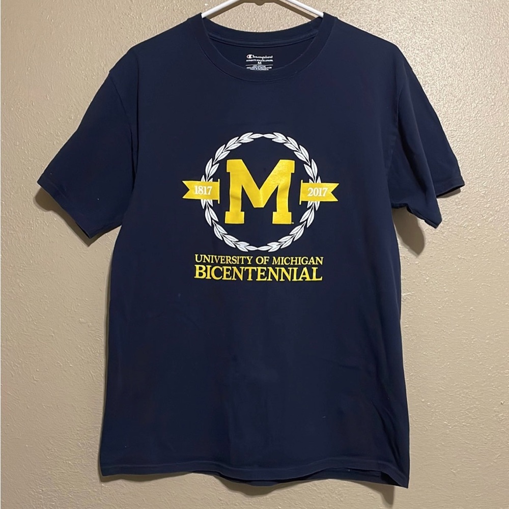 Champion University Of Michigan Bicentennial Graphic Navy Blue T-Shirt Adult M